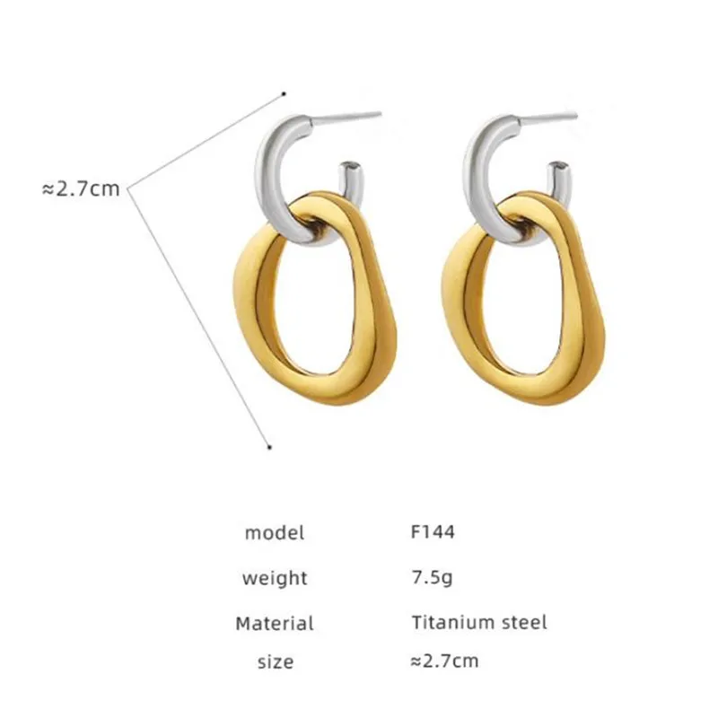 Fashion Two-color Irregular Earrings For Women Metal Combination Earrings Are Available In Two Ways To Wear Party Daily Jewelry image 6