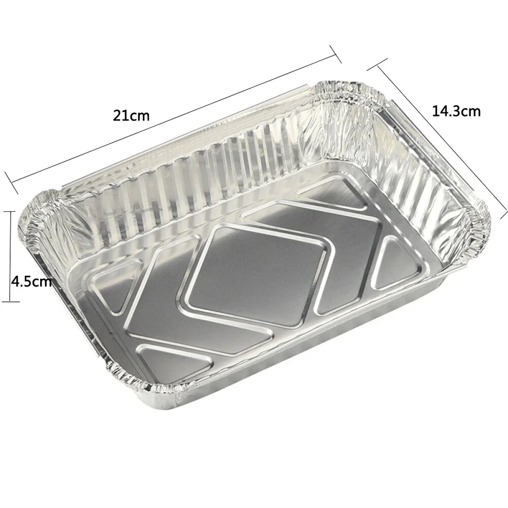 50 Uds. Para bandeja de papel de aluminio apilable resistente a la bandeja plateada 50 Uds. Bandejas de papel de aluminio