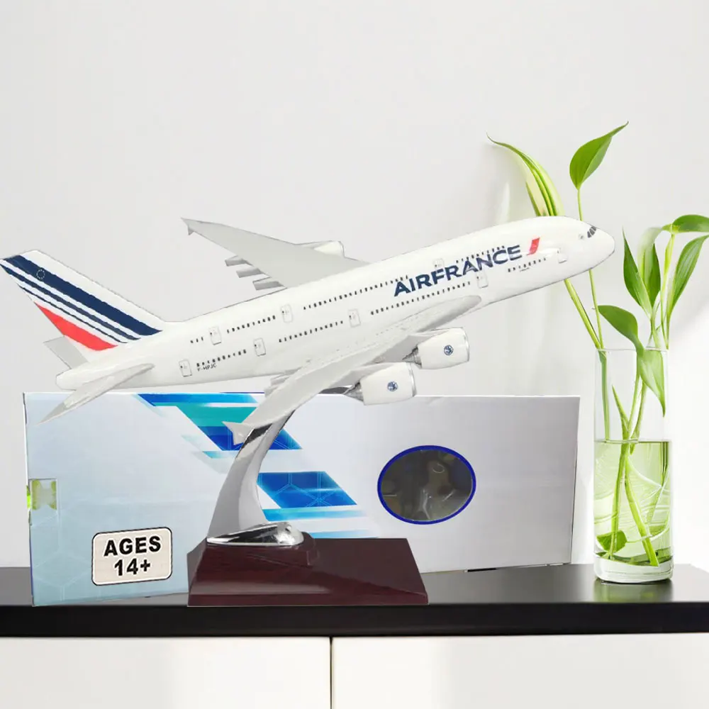 

36CM Airplane A380 France Airbus Airplane 380 Model With Base Diecast Resin Aircraft For Collection Gift Decorate Craft Ornament