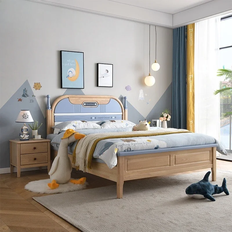 سرير أطفال من الخشب الصلب للشباب من خشب الجوز الاسكندنافي بطول 1.2 متر سرير مفرد بطول 1.5 متر للأولاد والبنات سرير من الخشب الصلب للتخزين #3