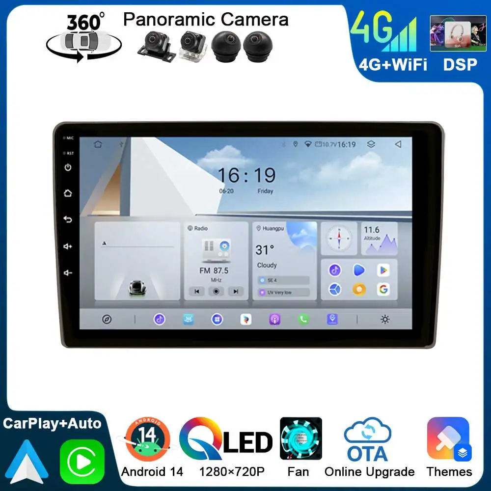 2 Din Android14 автомобильный радиоприемник автомобильная мультимедийная беспроводная Carplay GPS стерео для Toyota Camry XV20 1996-2002 360 панорамная камера