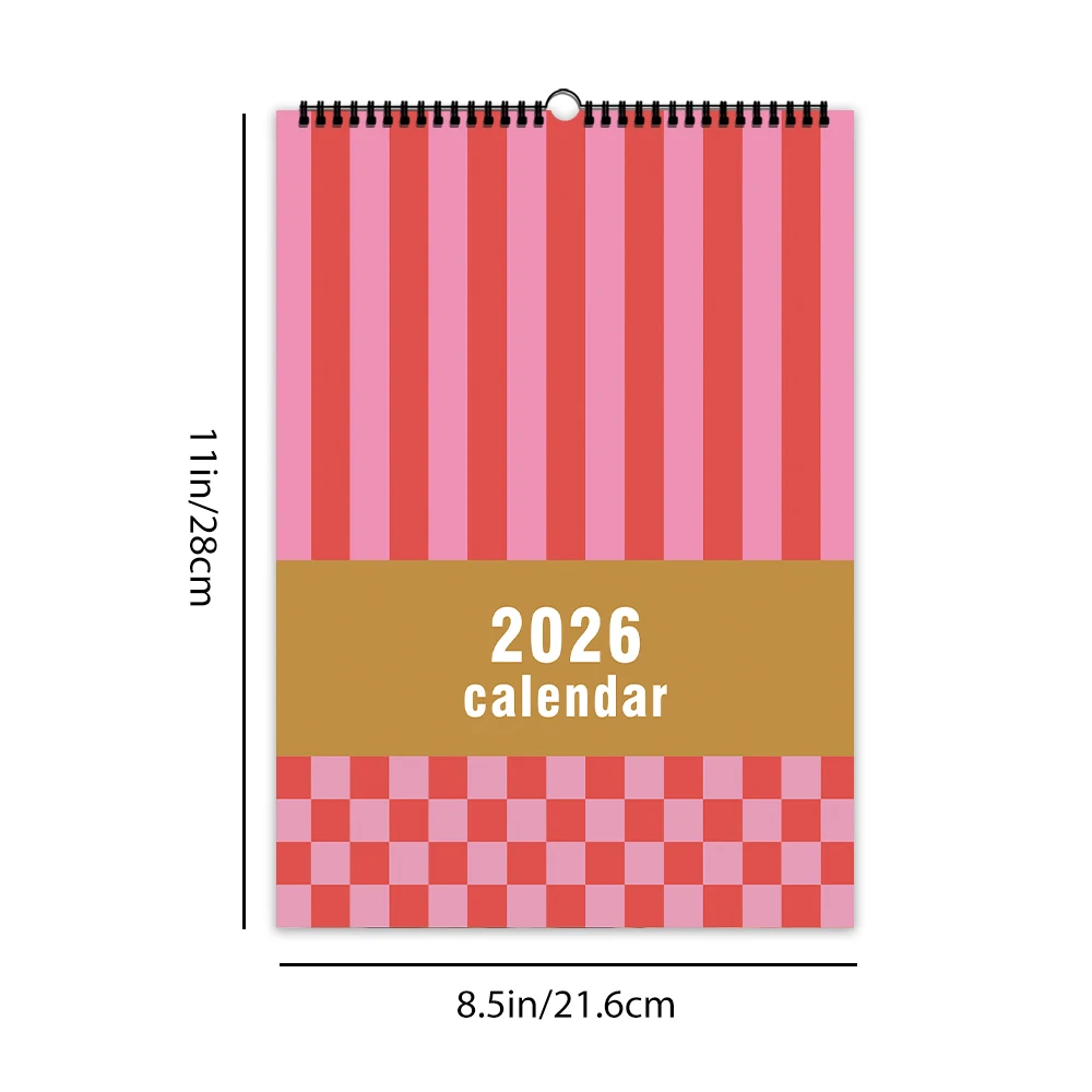 1 قطعة تقويم حائط 2026، تصميم هندسي تجريدي وردي، مخطط شهري لمدة 12 شهرًا، هدية مثالية لأعياد الميلاد وعيد الميلاد ورأس السنة الجديدة
