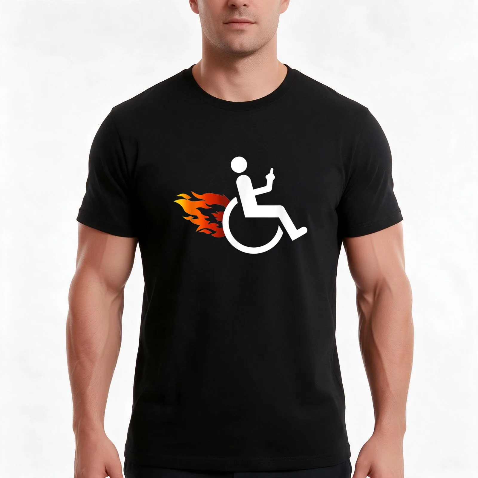 Funny Handicap Disabled Ampu Humor Sarcastic Wheelchair T-Shirt, Summer Casual Cotton Tee, Oversized Streetwear Tops