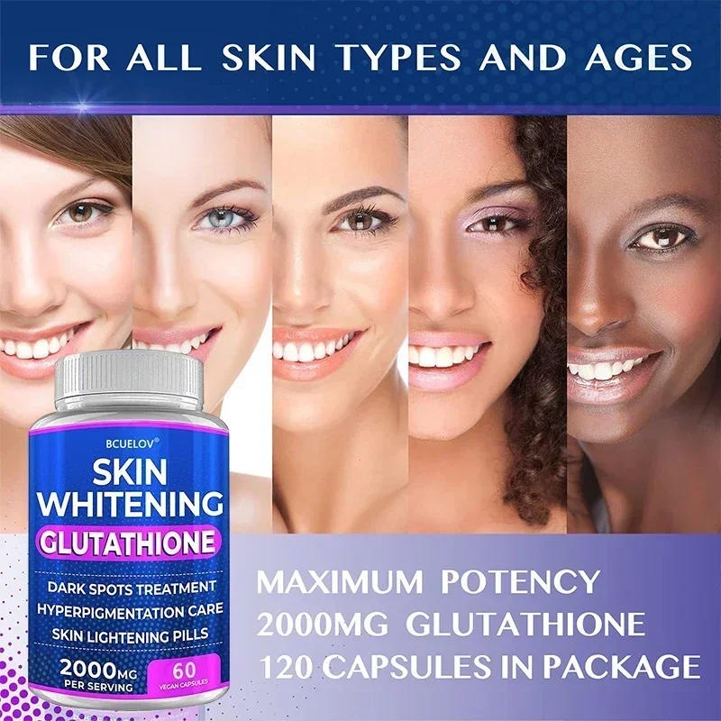 Skin Whitening - Glutathione Supplements, for Dark Spots, Pigmentation, Skin Brightening, Antioxidants, Help Younger Skin