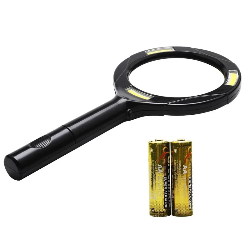 Handheld magnifying glass with LED light reading appreciation for the elderly High power  Portable anti-drop
