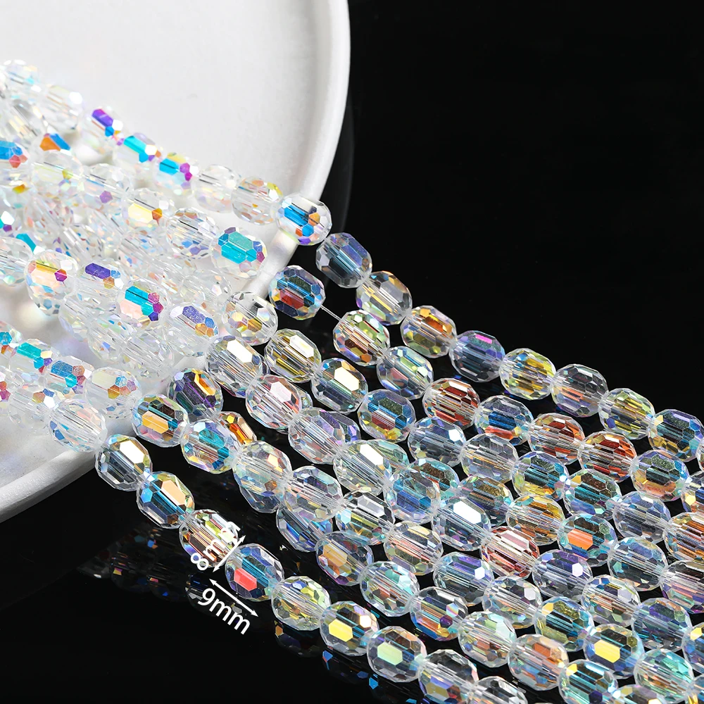 1 Strand Glass Artificial Crystal White Electroplated Beads Loose Beads for DIY Earing Bracelet Jewelry Making Accessories
