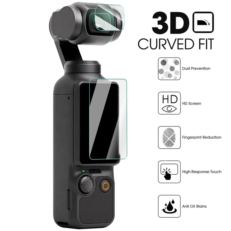 3-1Set Lens Screen Protector for DJI Osmo Pocket 3 9H Hardness Tempered Glass Film HD Clear Anti-Scrach Glass Film for Pocket 2