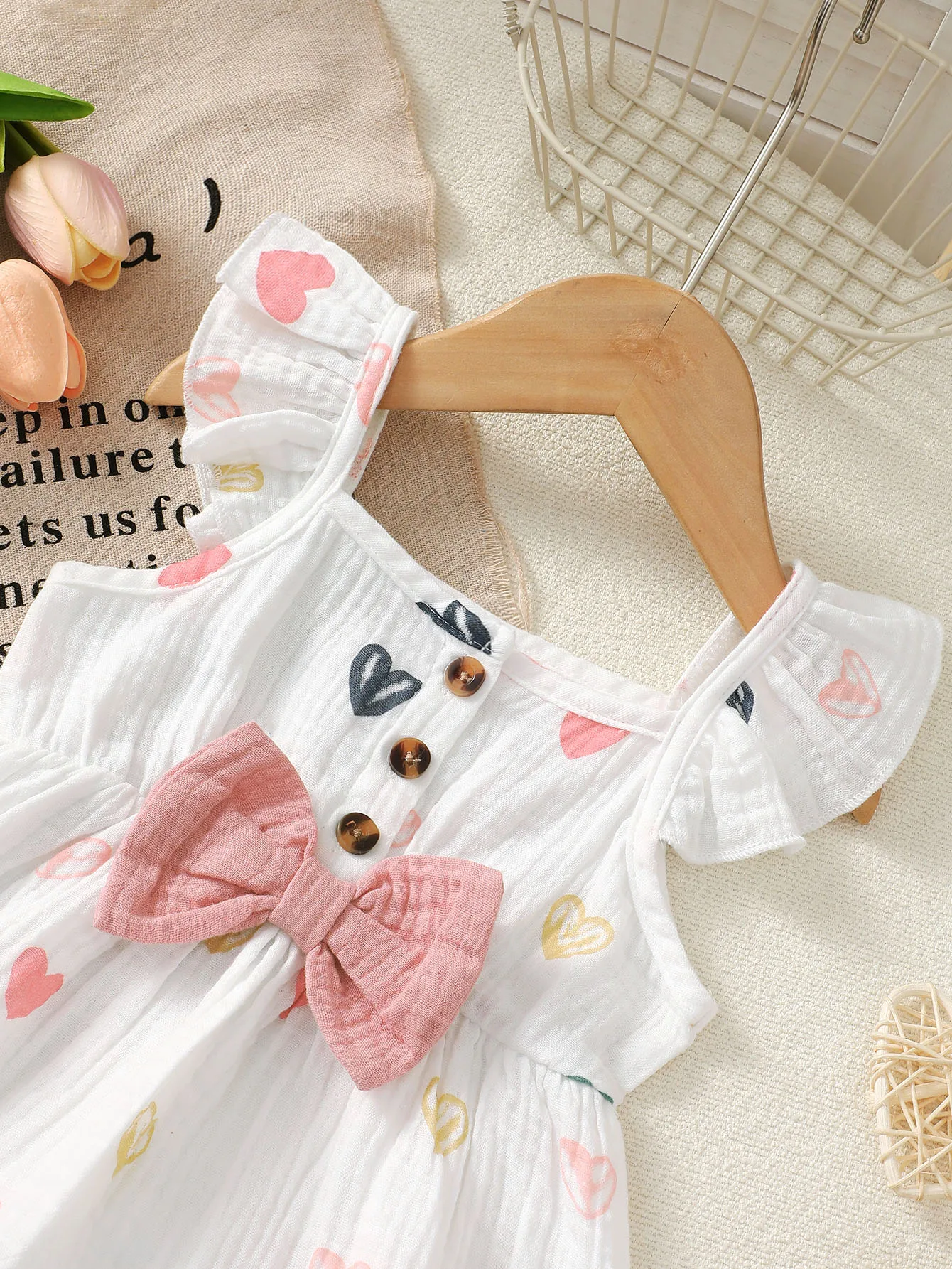 2点セットのベビーガール用服。ハート柄のフリル袖トップスとシ - Summer Clothing Baby Girl のレビューと価格