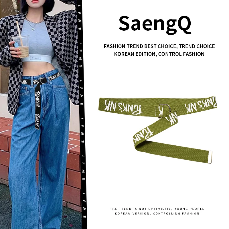 Canvas Belt y2k Belt Goth Belts For Women Belt Female Simplicity Lettering y2k Accessories Casual Unisex Nylon Knitted Waistband