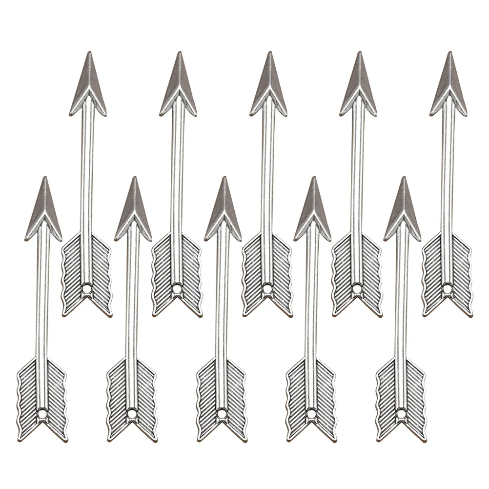 

10Pcs Silver Alloy Pendant Charms Unique Arrow Design DIY Jewelry Making Supplies for Anklet Sweater Chain