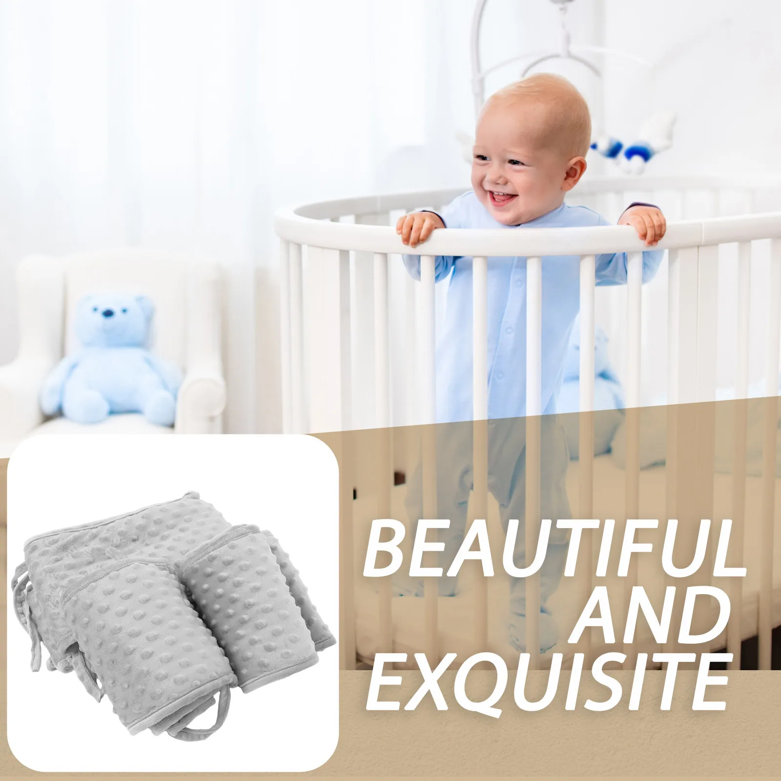 

1Set Soft Polyester Crib Liner Baby Bed Rail Bumper Protector Anti-Collision Safety Guard for Cribs Sofas Beds Toddler Bed Rails