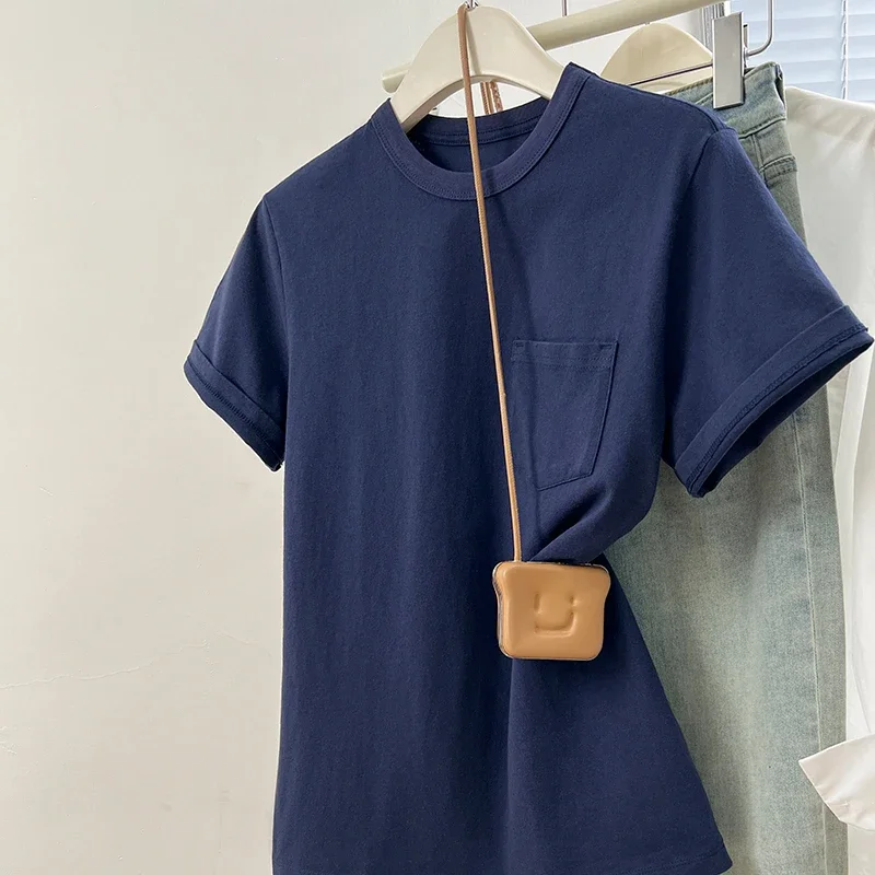 

Short Sleeve T-Shirt Women 2024 New Summer Korean Style Simple Solid Color T-shirt Casual Versatile Loose Tops