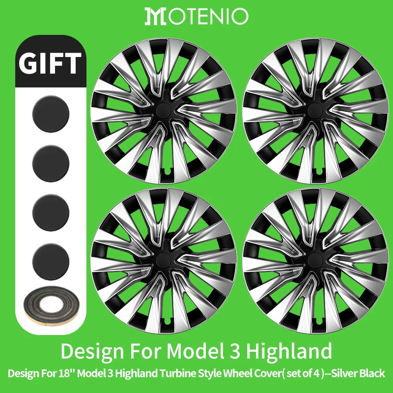 4 Stuks Stormstijl Wieldeksels Rechts & Links voor Tesla Model 3 Highland 2023–2026 – 18 Inch – Wielaccessoires