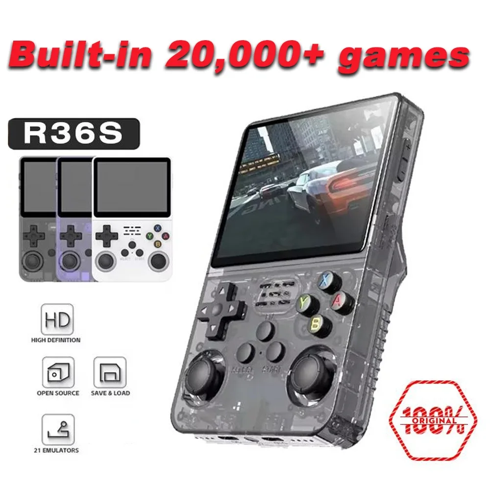 R36S Plug and Play Retro Handheld Game Console No Need Download System Preloaded 15000+ Classic Games Linux Pre-installed System