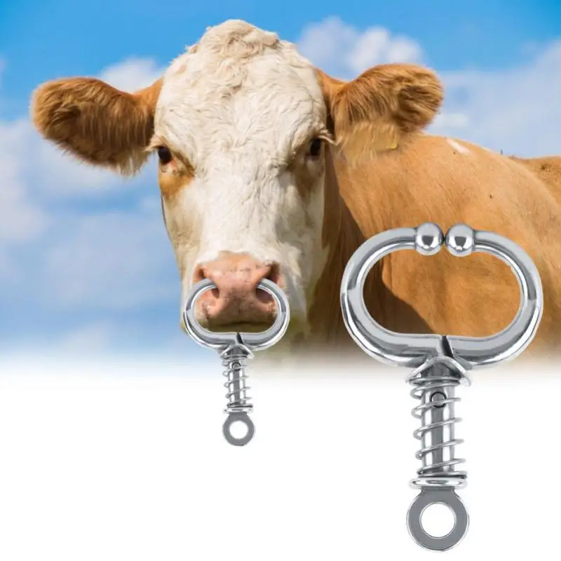 Bovine Traction Clasp Stainless Steel Smooth Metal Automatic Locking Rust Proof Farm Animal Supplies Livestock Nose Clips