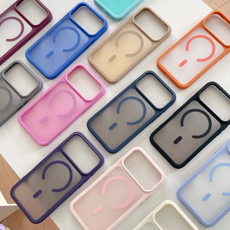 For Magsafe Armor Shockproof Case for Samsung Galaxy S26 S25 S24 S23 Ultra Plu Magnetic Wireless Charge Matte Translucent Cover