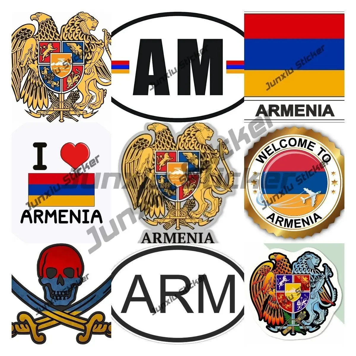 Armenia Decals Armenian Coat of Arms Sticker Armenia Flag ARM AM Occlusion Scratch Decals X 500 Motorcycle Decal Accessories