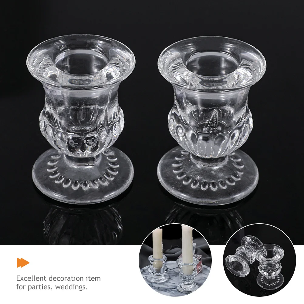 

3Pcs Glass Holders for Taper Candles, Elegant Decorative Stands for Wedding Dinner Party Centerpiece Home Office