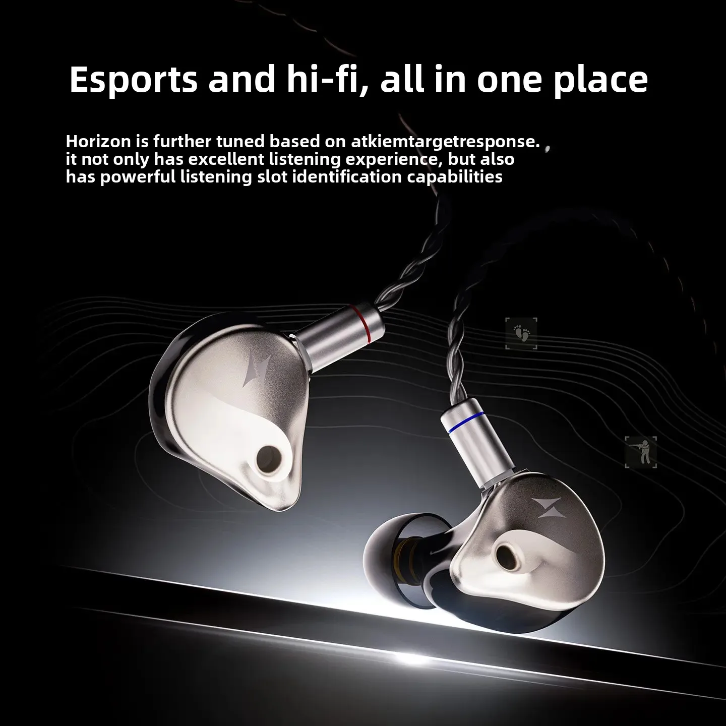 ATK Horizon Wired in Ear Gaming Headphones Hi Fi Sound Localization with Mic USB 3.5mm/Type C DSP 384kHz 32bit DAC for Esports