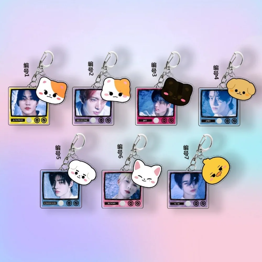 Korean Popular Keychain Characters Album for Accessories Bag Acrylic JUNGWON JAY Pendant Keyring Chains Jewelry Fans Gifts