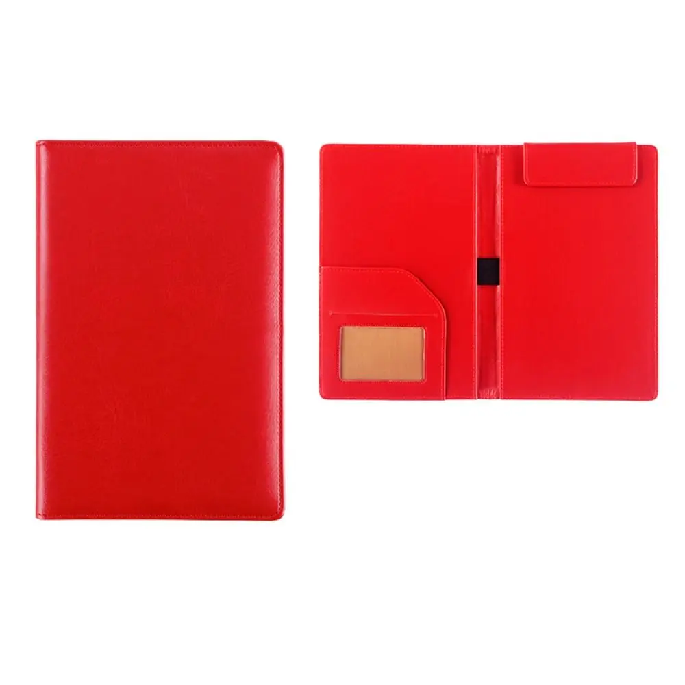 Portable PU Leather A5 File Folder With Elastic Pen Insert Waterproof Clipboard Document Clip Card Slot Writing Pad Restaurant