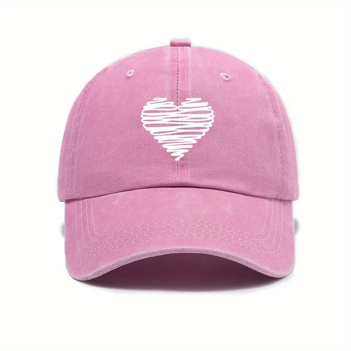 Retro-Baseballkappe für Damen und Herren, weißer Herzdruck, lässiger urbaner Stil, Must-Have für Frühling und Sommer