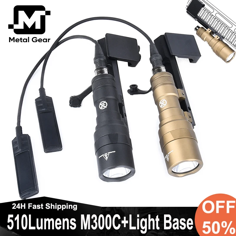 

WADSN M300C Flashlight Offset Mount 510 Lumens Hunting Weapon White LED Spotlight M600u Scout Lamp With Metal Base M300 Torch