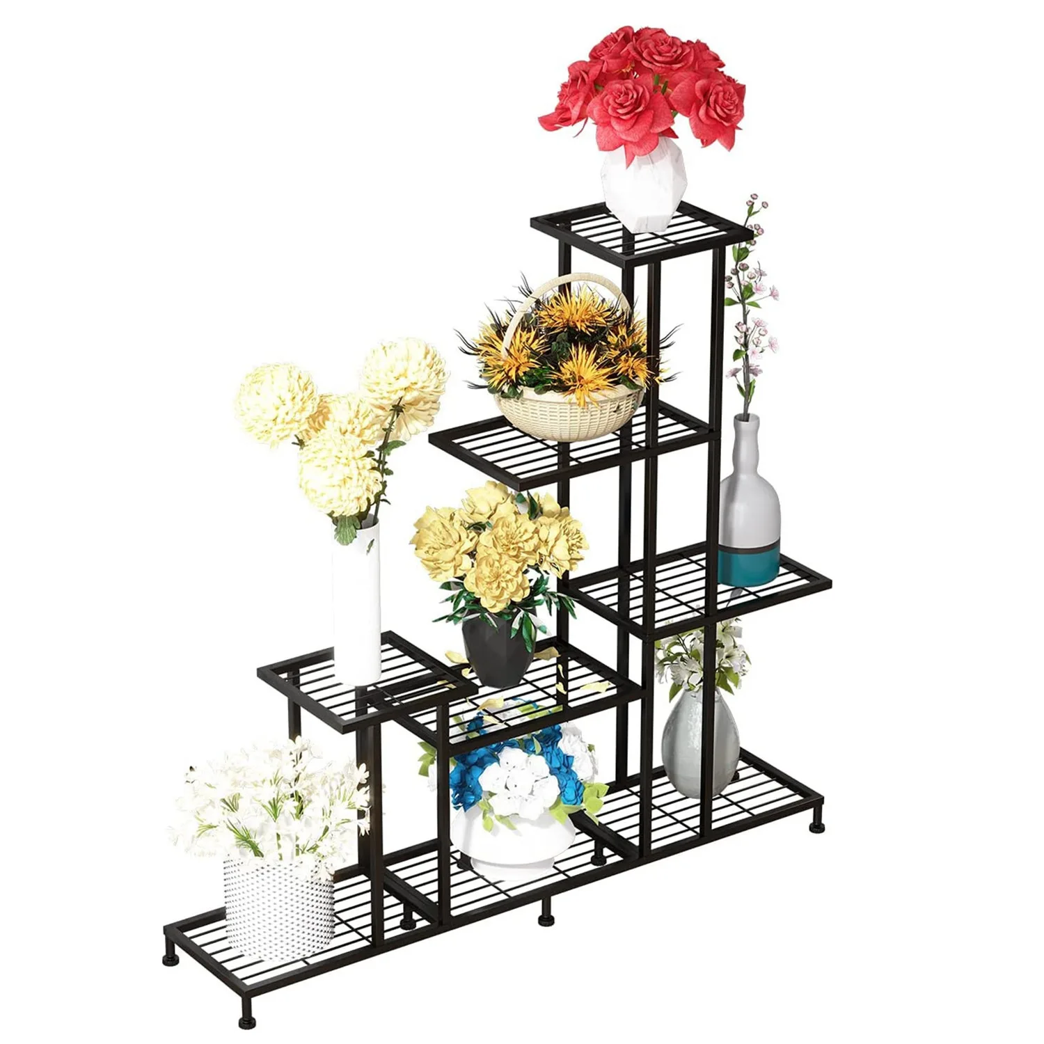 

Creative 6-layer wrought iron flower plant display rack, indoor outdoor garden potted plant step rack