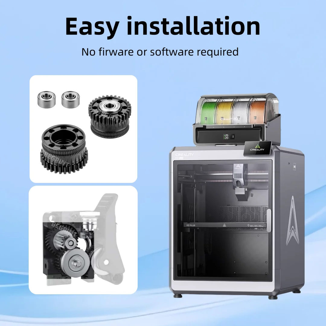 ترقية ترس الطارد لـ Creality K2 Plus جميع معدات محرك الفتيل المعدنية لـ K2P Hi مطلي بالنيكل DLC معطف ملابس صلابة عالية