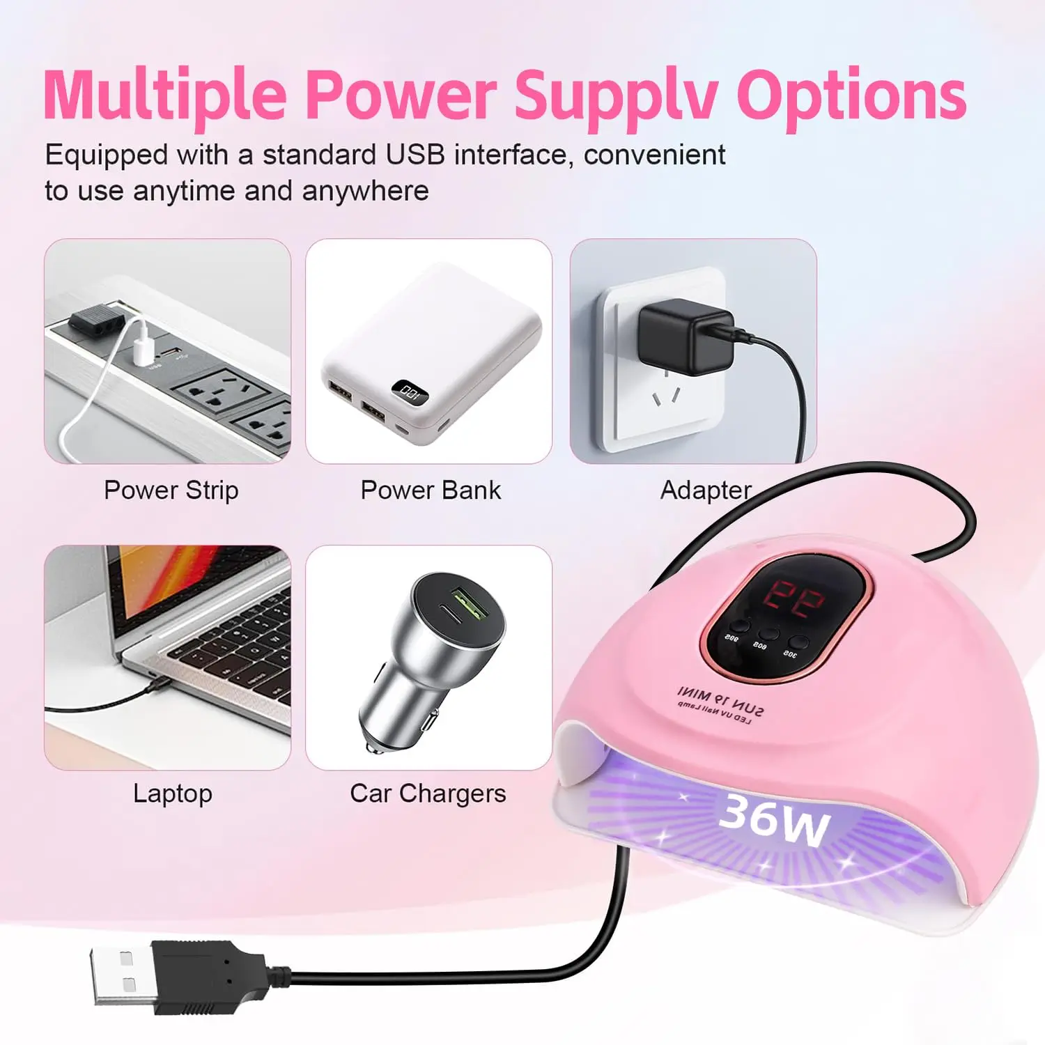 Kompletny zestaw do zdobienia paznokci akrylowych dla początkujących z lampą UV, frezem, brokatem i narzędziami - zestaw do manicure domowego