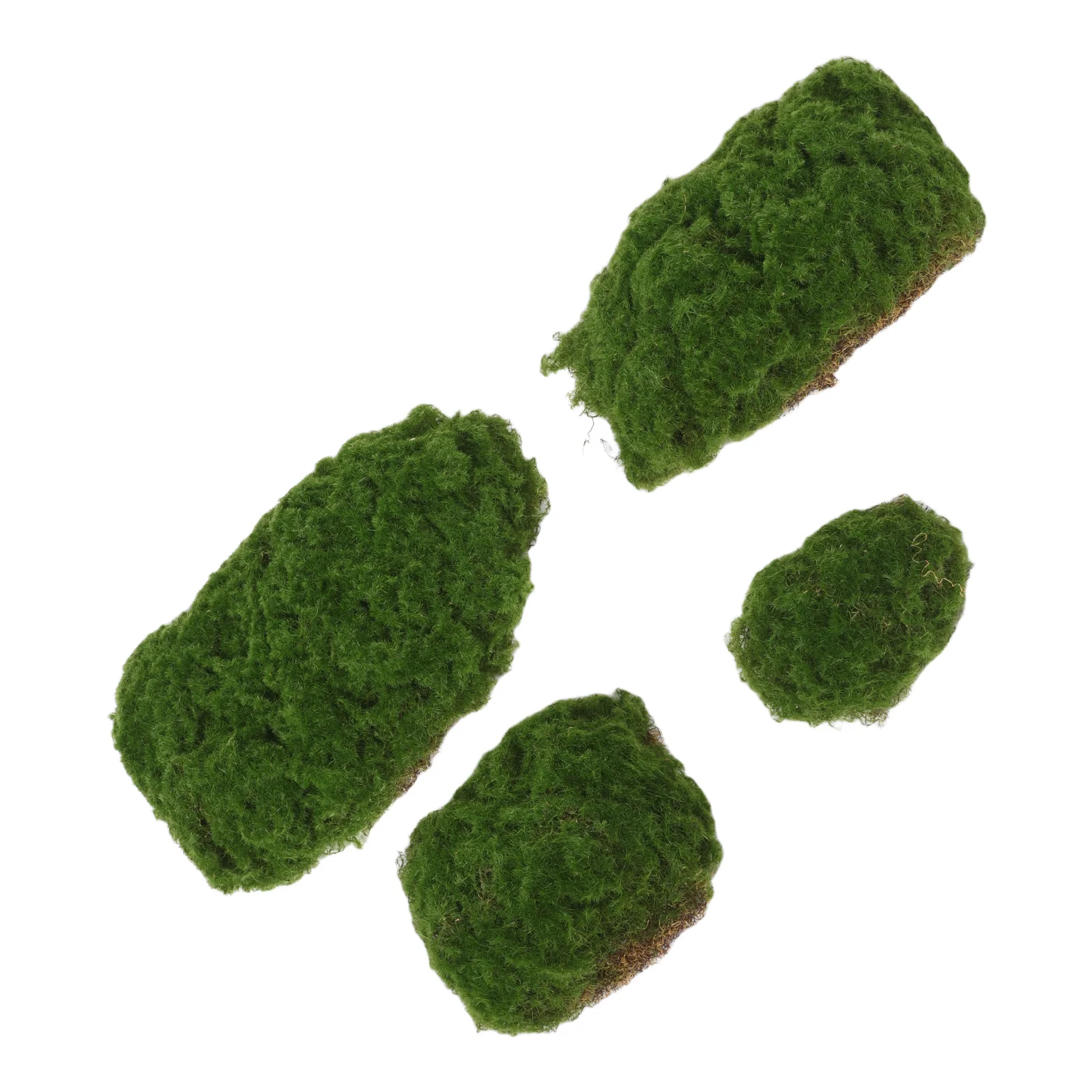 

4 Pcs Artificial Moss Stone Green for Potted Plants Accessories Mini Model Grass Decorative Faux Moss Stones Preserved Craft