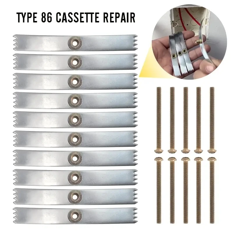 20 Set 86 Type Cassette Repair Steel Plates with Mounting Screws, Universal Switch Socket Fixed Junction Box,