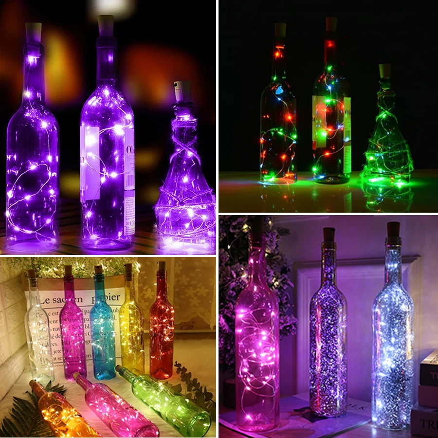 3/5/10pcs LED Christmas Lights Wine Bottle Cork String Lights Fairy Garland Bottle Stopper Holiday Xmas Party Wedding Decoration