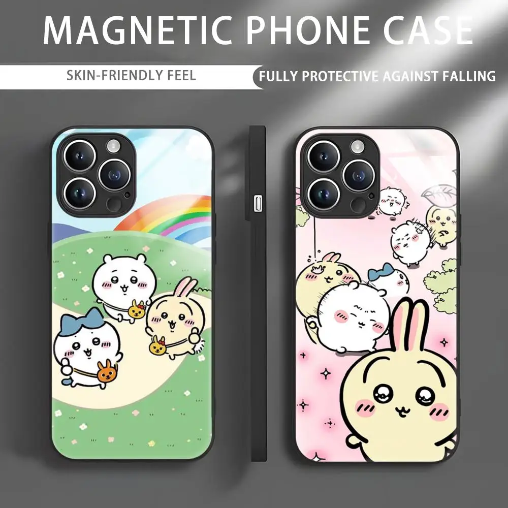 Cartoon Cute C-Chii-kawasS Phone Case For iPhone 15 14 13 12 11 X XR XS XSMAX 8 7 Plus Mini Pro Max Glass Magnetic Phone Case