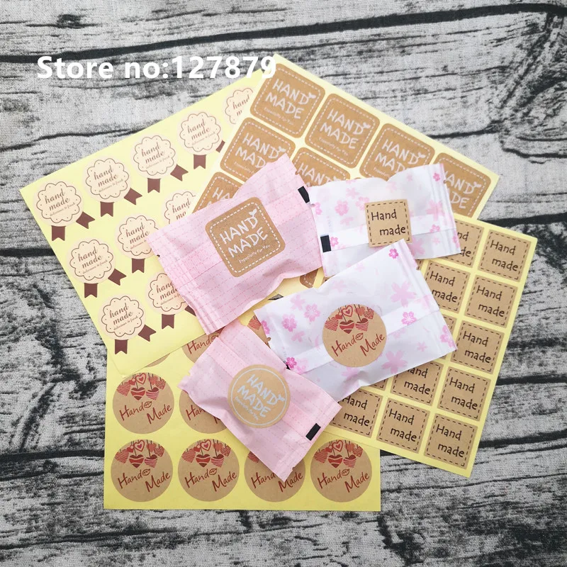 Round Vintage Kraft Sticker Handmade DIY Adhesive Packaging Sealing Label Gift Decoration Cake Baking Stickers 100pcs