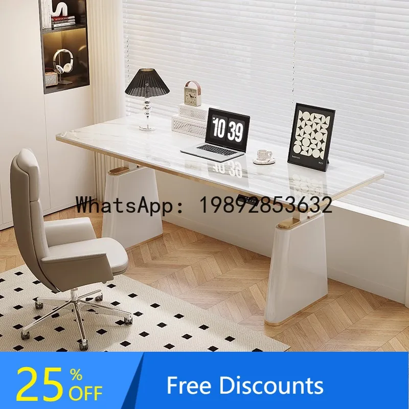 

LYY Rock Board Electric Liftable Desk Workbench Standing Light Luxury Office Desk Home Study Modern Minimalist Computer