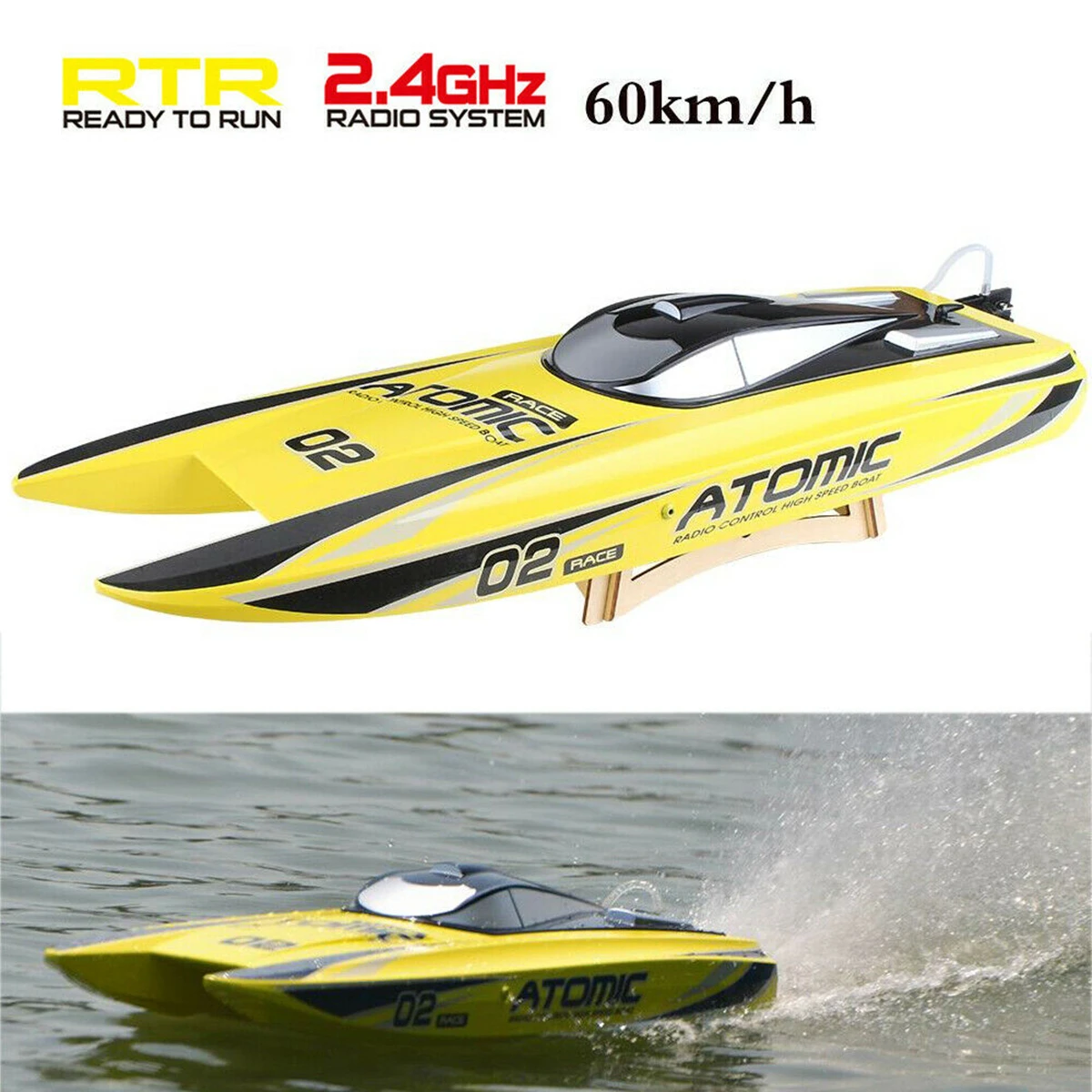 Volantex V792-4 RTR 70cm barco ATOMIC RC 2,4G sin escobillas 60 km/h barco de Control remoto de alta velocidad modelo Juguetes