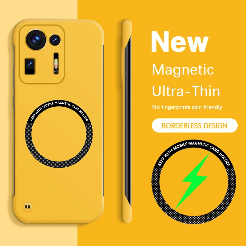 

Original High Qualtiy Hard Phone Case for Xiaomi Mix 4 Mix4 5G Camera Protection Frameless Magnetic Wireless Charging Back Cover