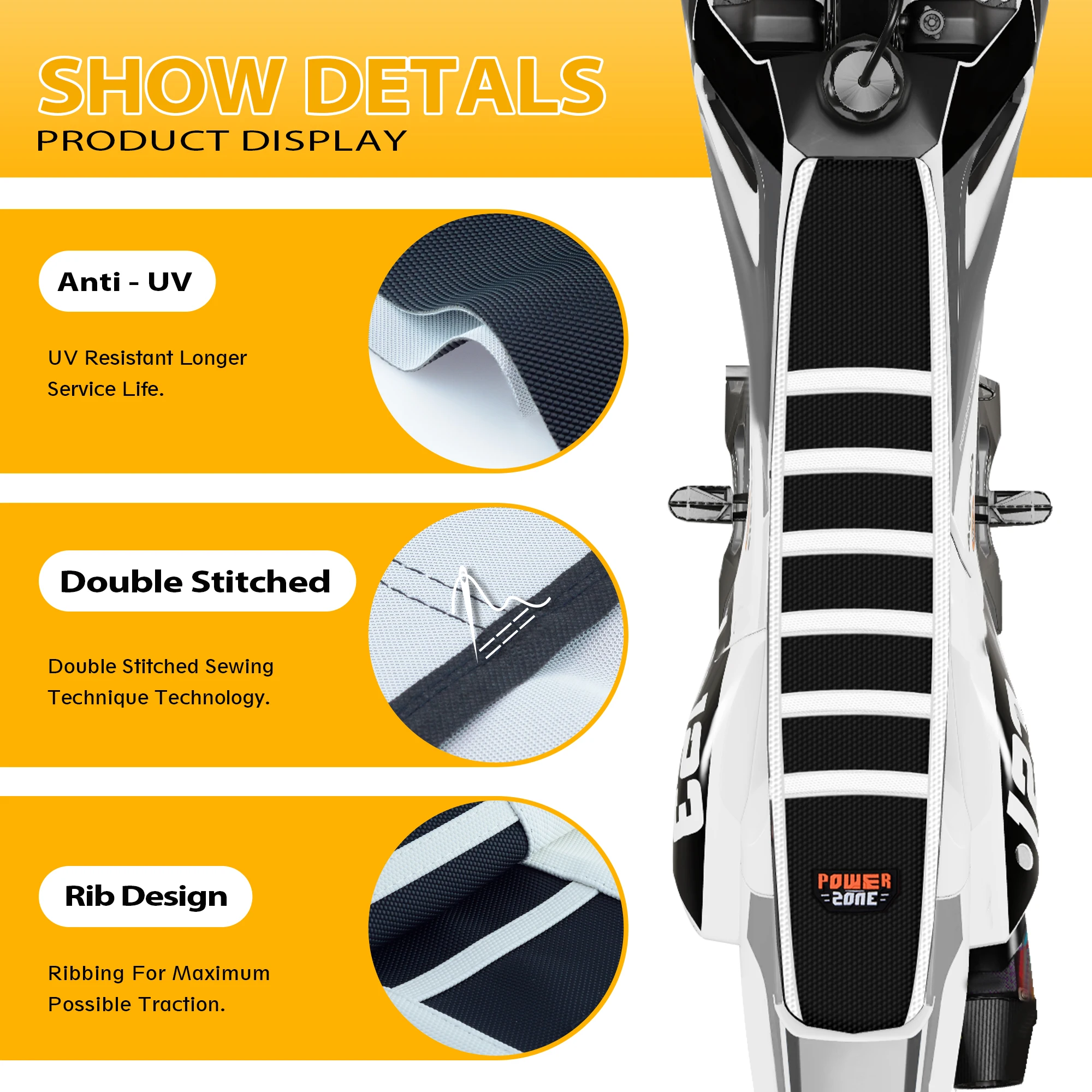 Powerzone مضلع غطاء مقعد لينة ل SX EXC CRF YZ TC KXF دراجة نارية المطاط القابض وسائد مقعد الملحقات