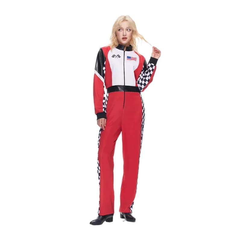 

Women's Roxy Race Car Driver Costume Adult Halloween Racer Outfits Carnival Easter Purim Fancy Dress