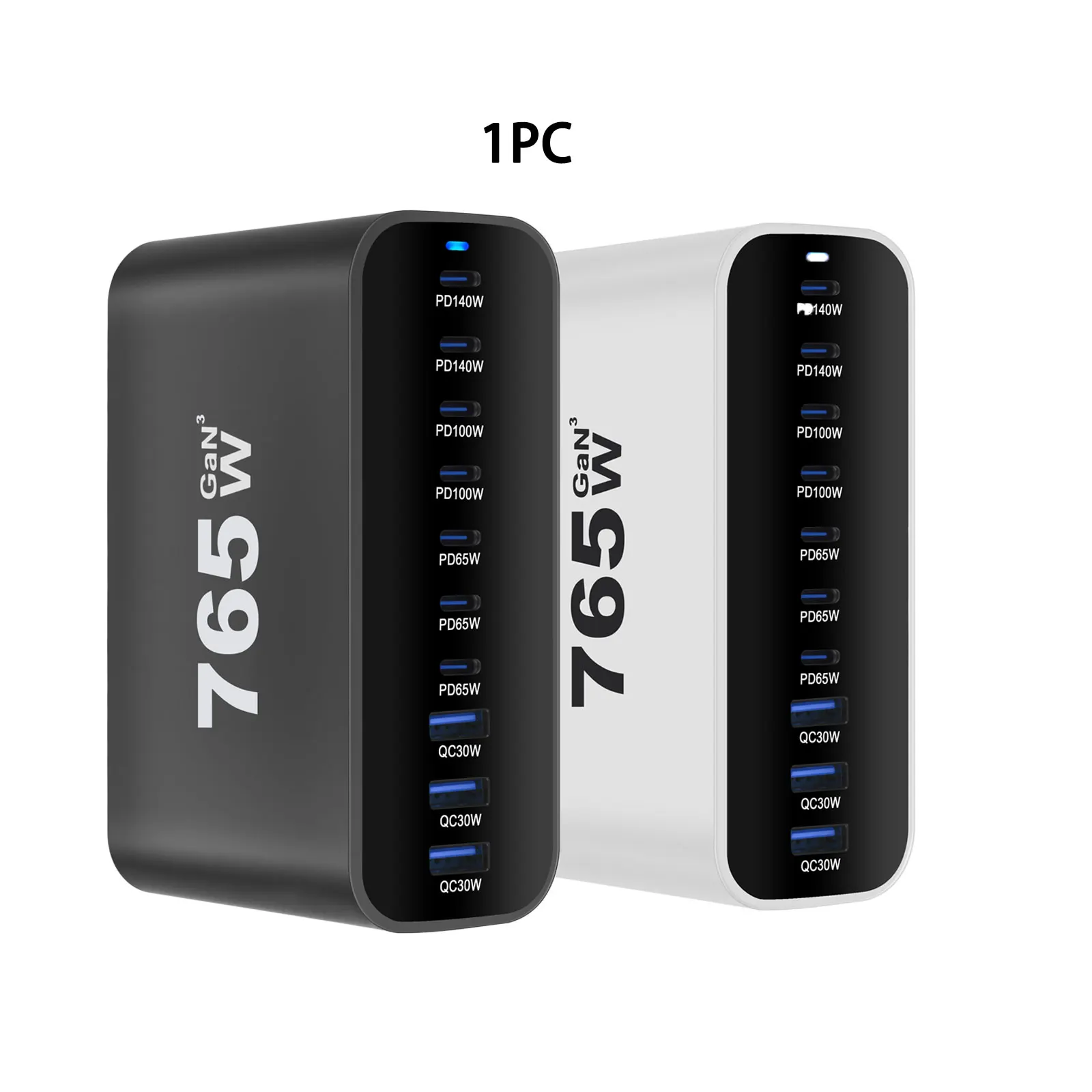 

Ultra-Portable 10-Port GaN Fast Charger Desktop Charger USB-C PD Fast Charging 7C3A 765W for Mobile And Tablets Dropshipping