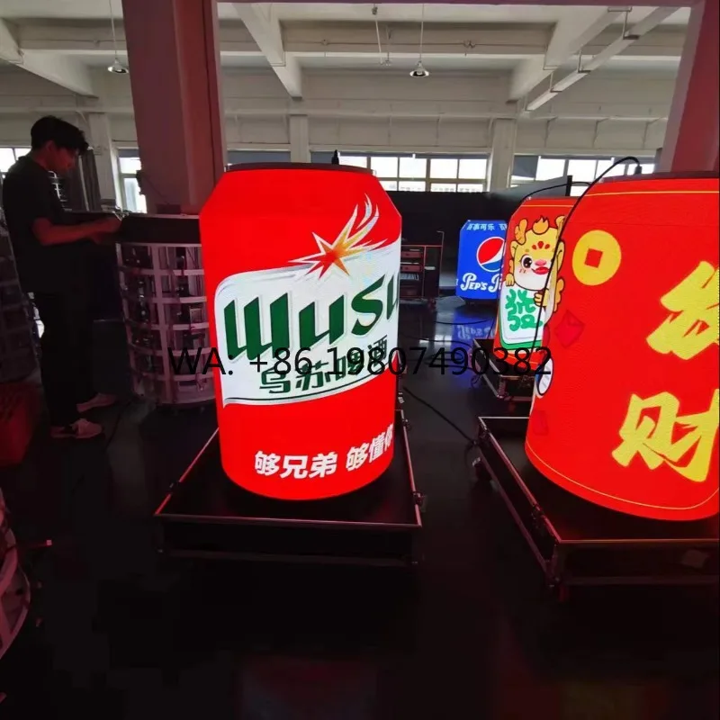 Sunlight Readable Curved Can Shape Flexible LED Screen Modular Dynamic Cylinder Digital Advertising Video Wall Display