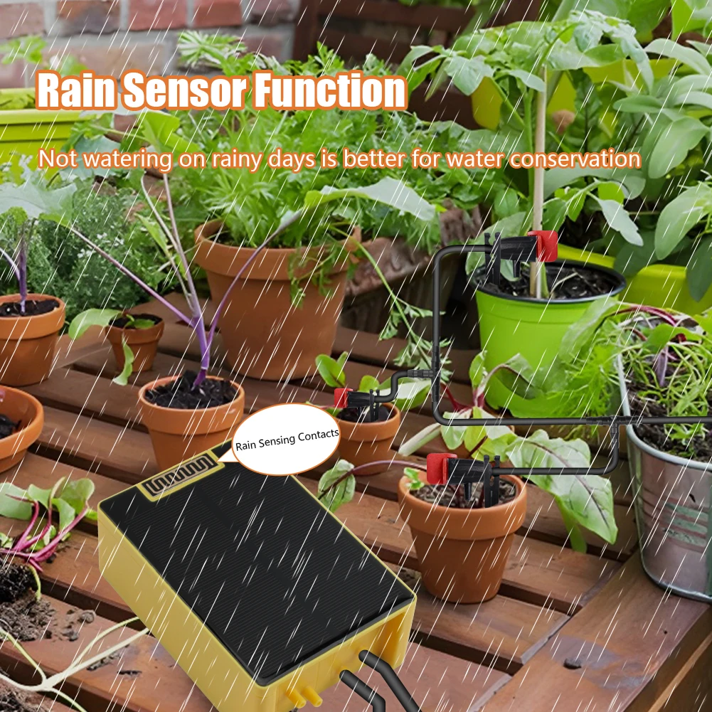 Yieryi Smart Solar Irrigation Timer Digital LCD Automatic Irrigation System Outdoor Garden Watering Tool Adjustable Program