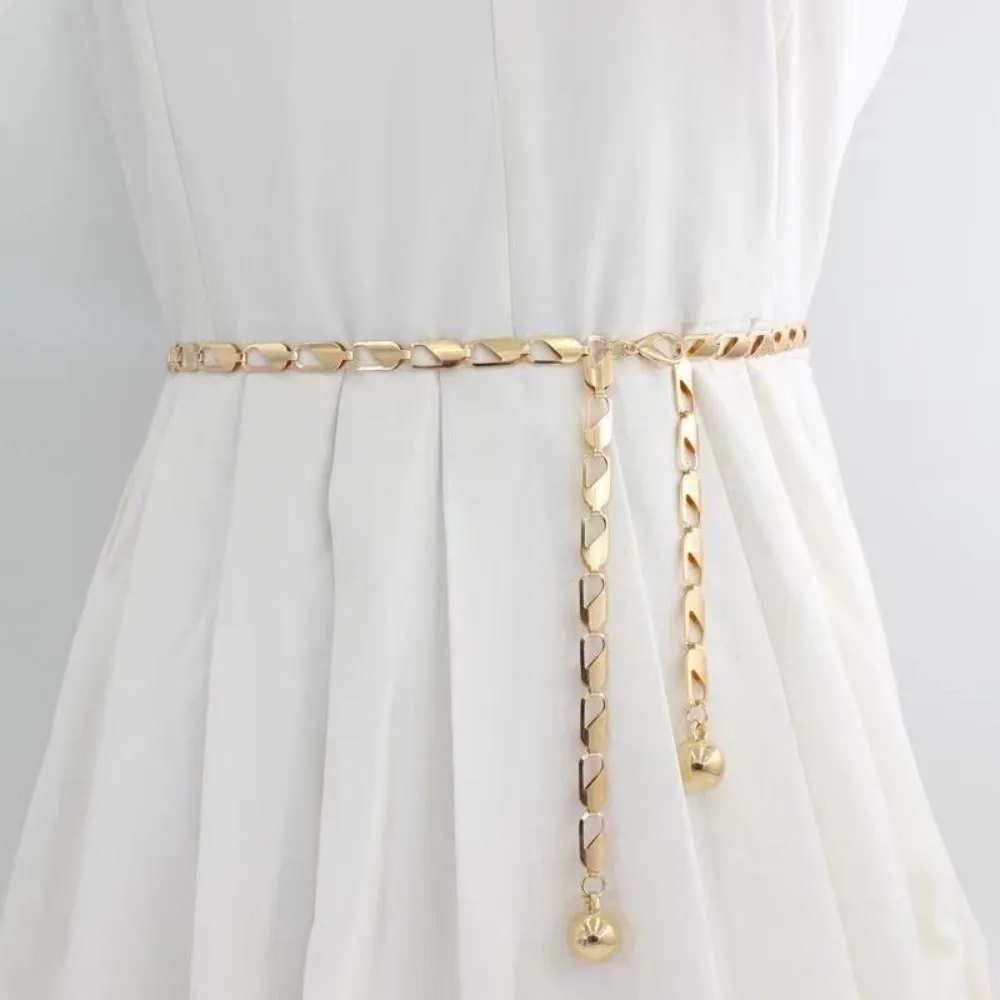 Hochwertige Retro-Metall-Taillenkette in Silber und Gold, Gravierte Hohlgürtel-Kette für Damenkleider – Detail 2