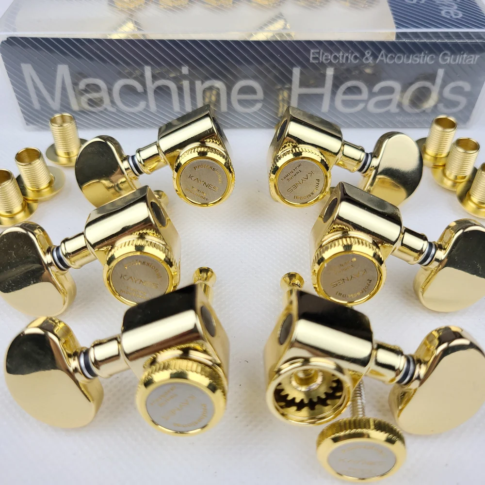 1 Set 3R3L Locking Electric Guitar Machine Heads Tuners Lock String Tuning Pegs Gold，Musical Instruments Accessories