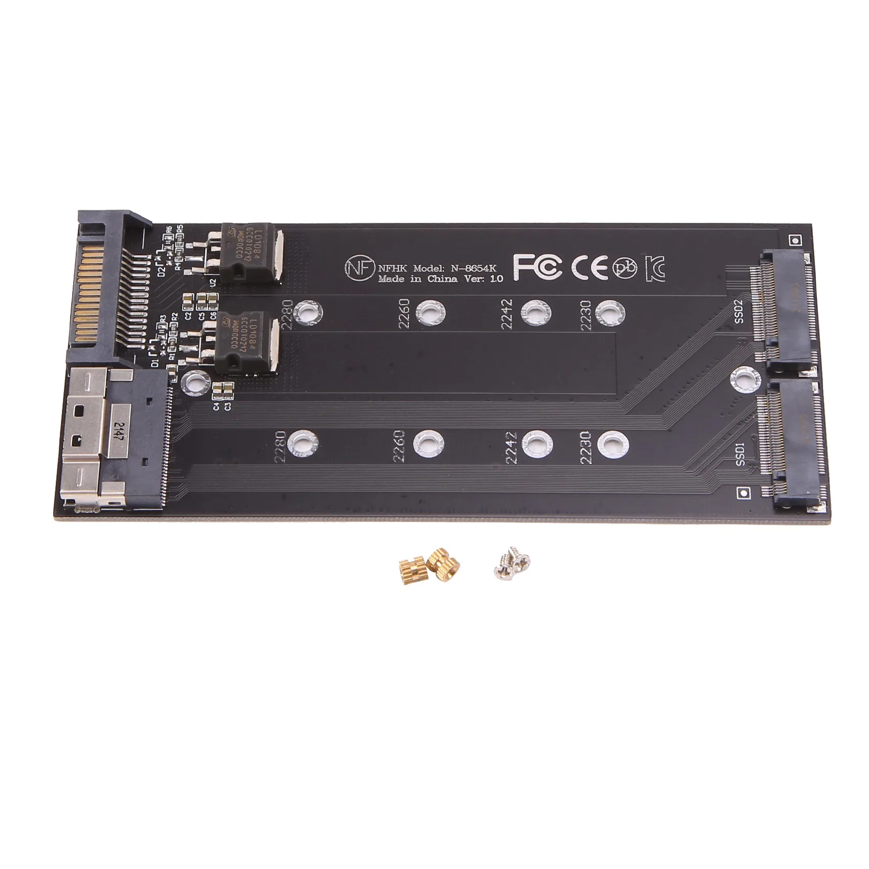 SFF-8654 8I Split Card X8 to VROC Dual NVMe M.2 NGFF to Slimline NVME PCIe SSD SATA Adapter for Mainboard