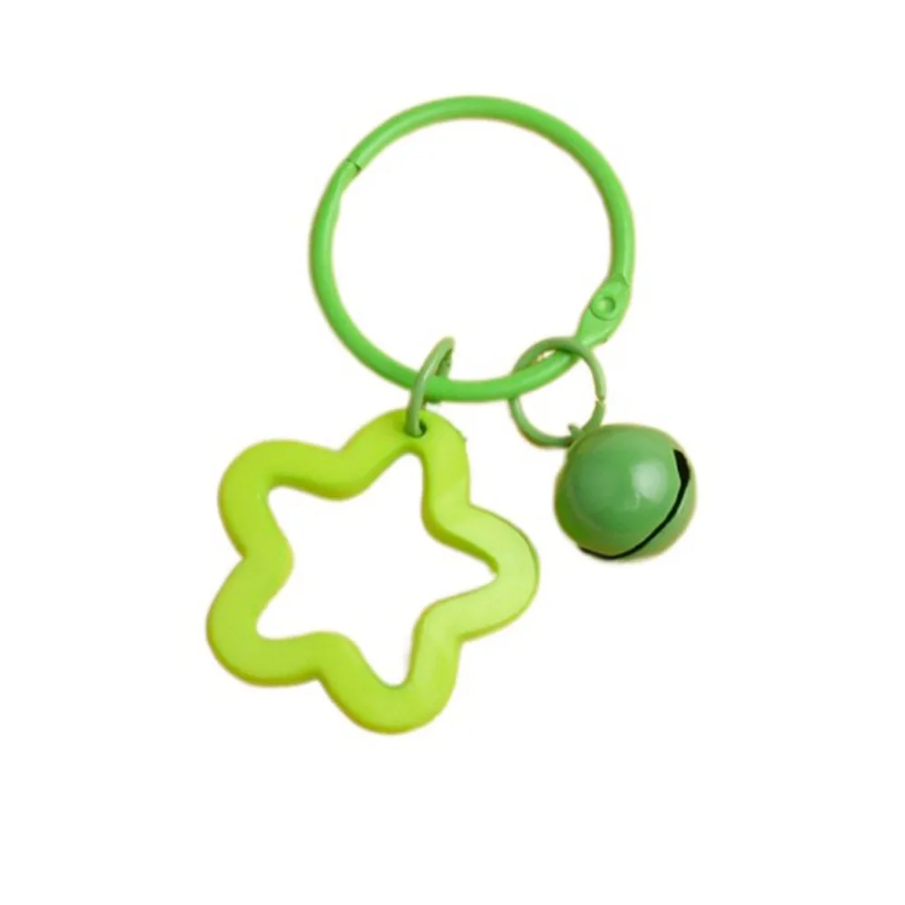 Metal Keyrings Cute Five-pointed Star Pendant Open Ring Buckle Colorful Resin Five-pointed Star Bell Pendant Keyring Jewelry