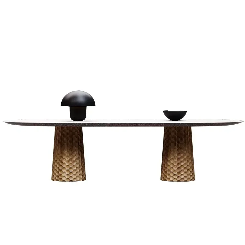 

Nordic outdoor rattan tables and chairs, light luxury rock slabs, balcony villa hotel western restaurant outdoor waterproof