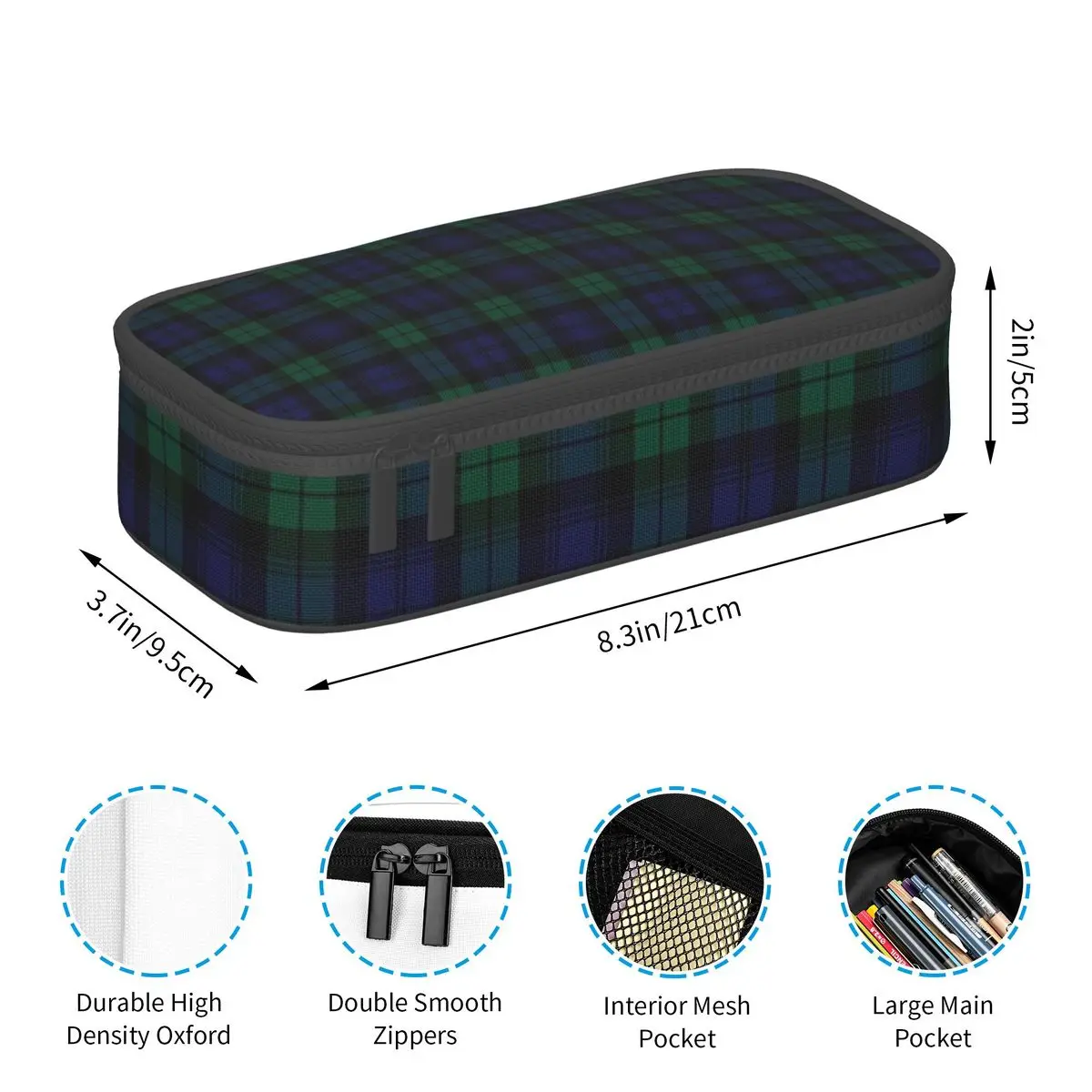 Blackwatch Tartan Modern Blue And Green Plaid Backpacks Bookbag Children School Bags Rucksack Lunch Bag Pen Bag Three-Piece Set