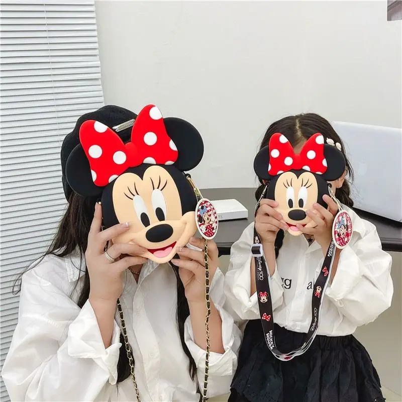 

Original Disney Anime Kawaii Minnie Mickey Mouse Silicone One Shoulder Bag Leisure Zero Purse Fashion Anime Gifts